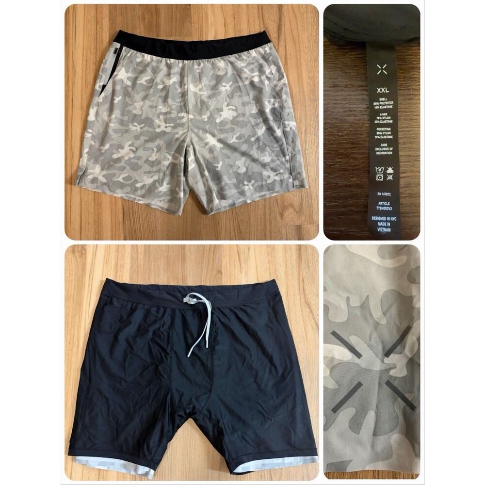 Ten Thousand Interval Shorts Mens Size 2XL Gray & White Camo 7 Inch Inseam Lined